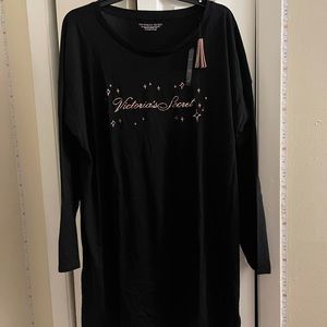 NEW Victoria’s Secret Black Long Sleeve Night Gown Dress Sz XL
